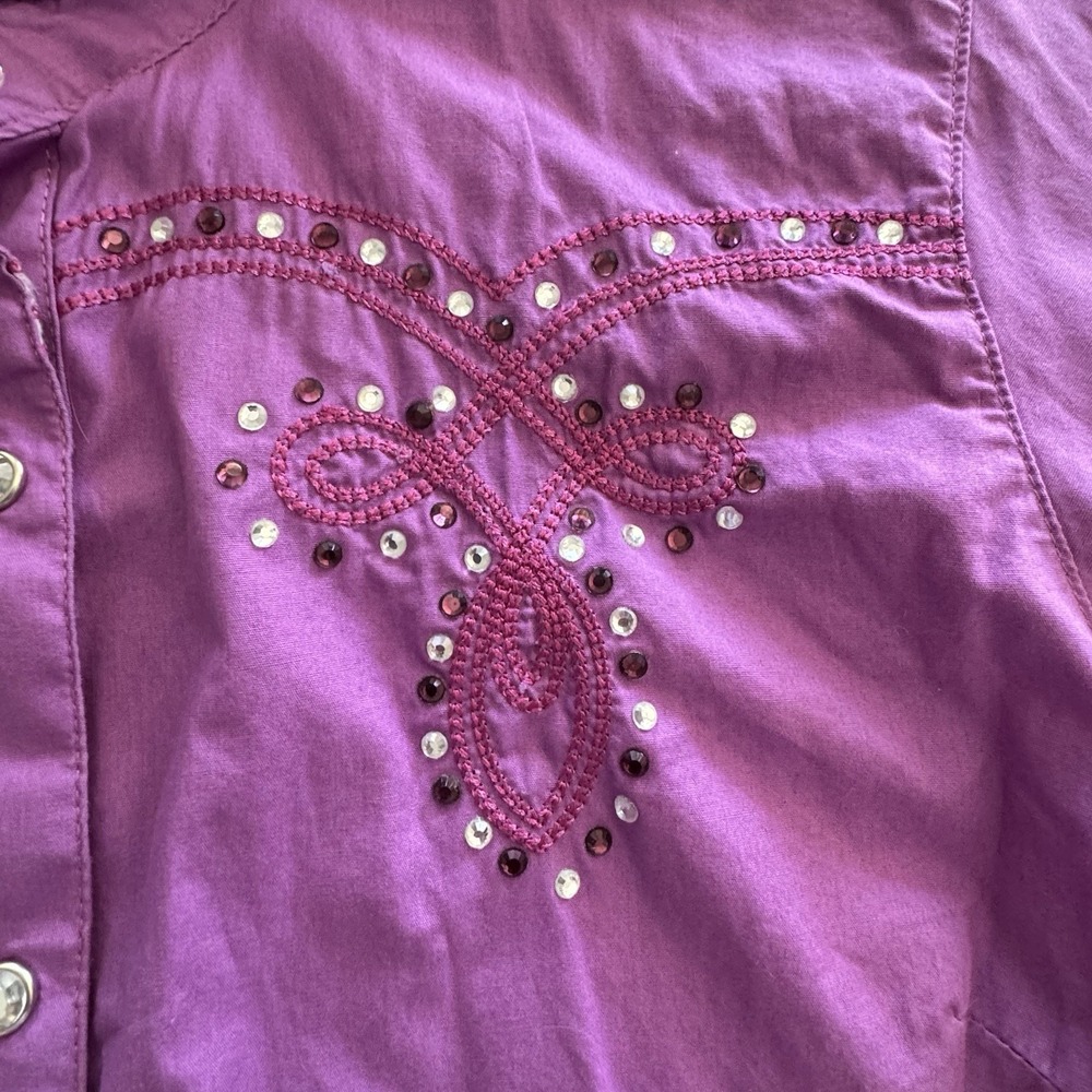 Wrangler Women's Crystal Pearl Snap Shirt Size M Studded Embroidered Western - Picture 4 of 11